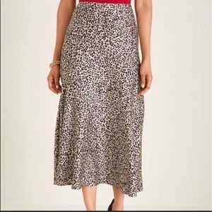🆕 Chico’s Leopard Satin Bias Midi Skirt